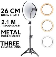 10INCH Selfie Ring Light With 2.1M Tripod Stand And Cell Phone Holder For Live Stream/Makeup 10